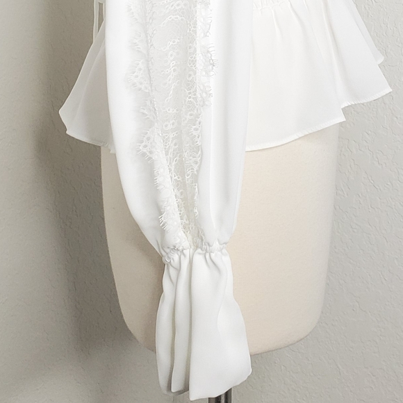 INTERMIX Joy Lace Smocked Waist Peplum Blouse S. - Picture 9 of 10